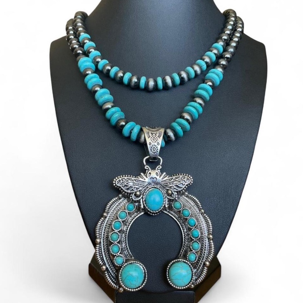 Turquoise and Silver Statement Necklace